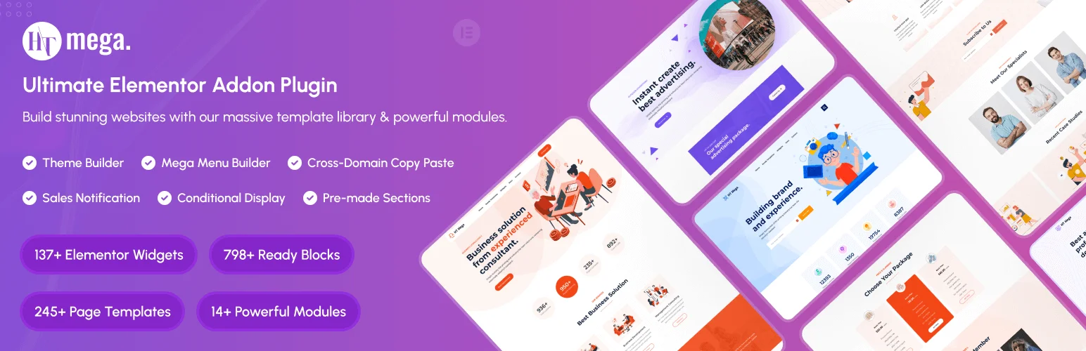 HT Mega absolute addons for Elementor plugin banner