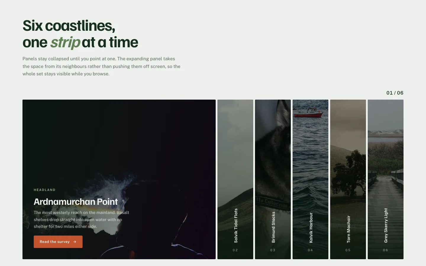 Concertina Accordion Elementor slider template with expanding image panels on hover