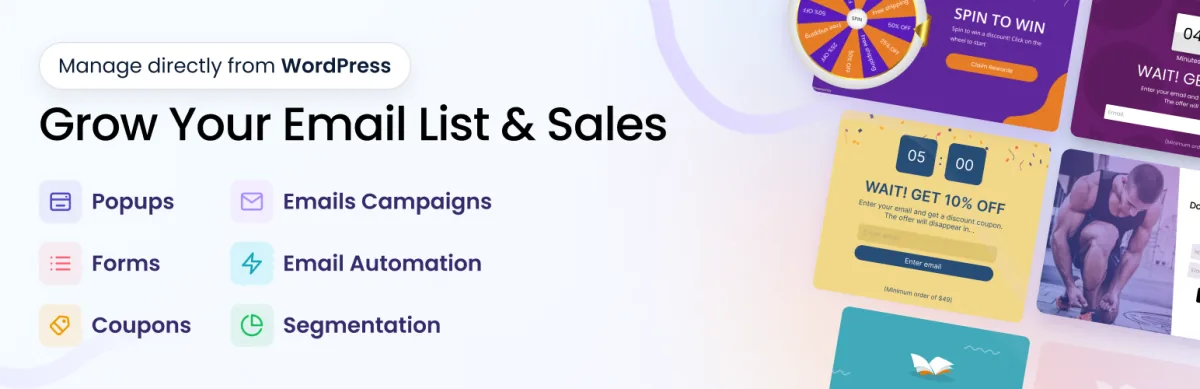 Poptin plugin banner showing popup and form builder templates for email capture