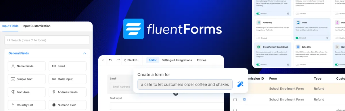 Banner de plug-in WordPress.org do Fluent Forms