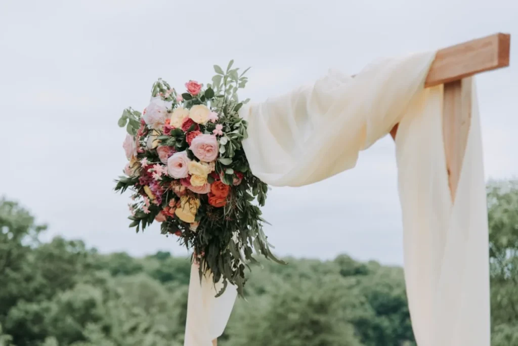 Outdoor wedding ceremony aisle photograph