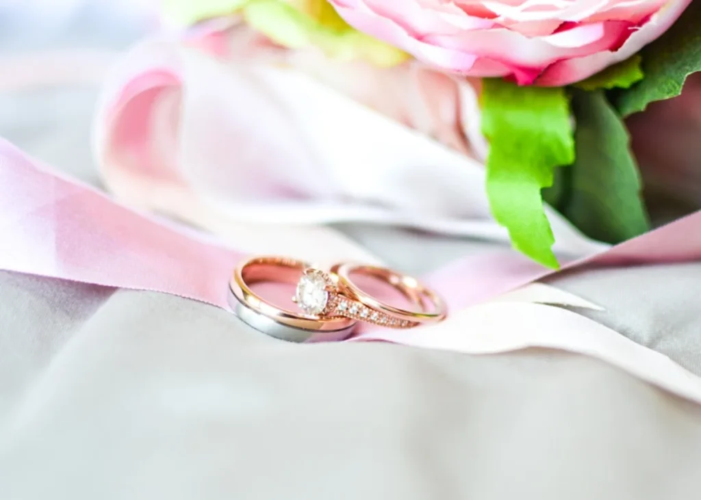 Close up of wedding ring detail shot