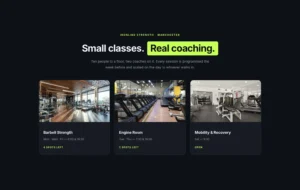 Horario del gimnasio con título resaltado