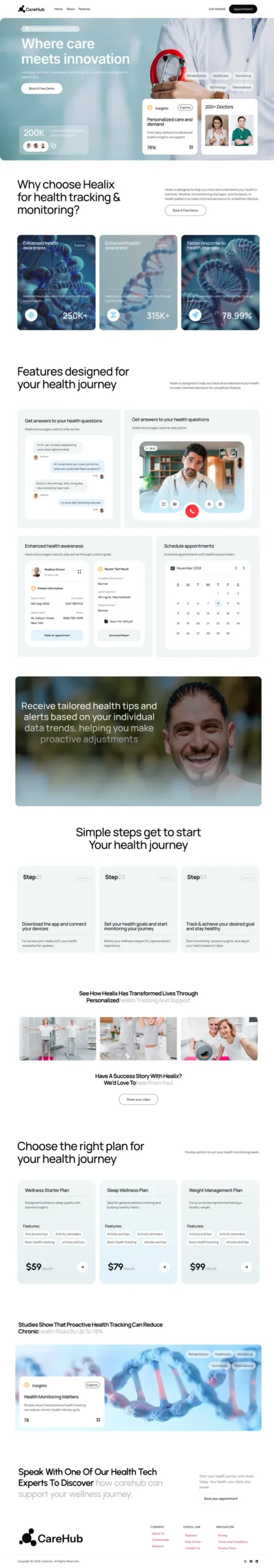 CareHub 템플릿, 전체 페이지