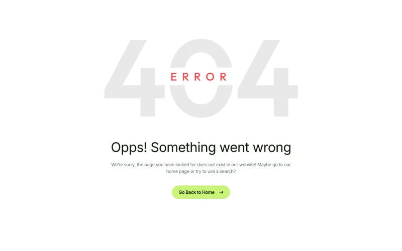 Sartivo 404 페이지 템플릿, 전체 페이지