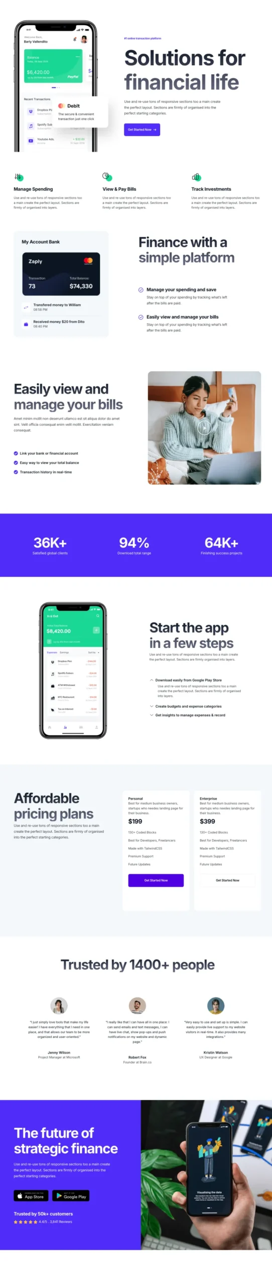 Zaplyte 홈페이지 템플릿, 전체 페이지