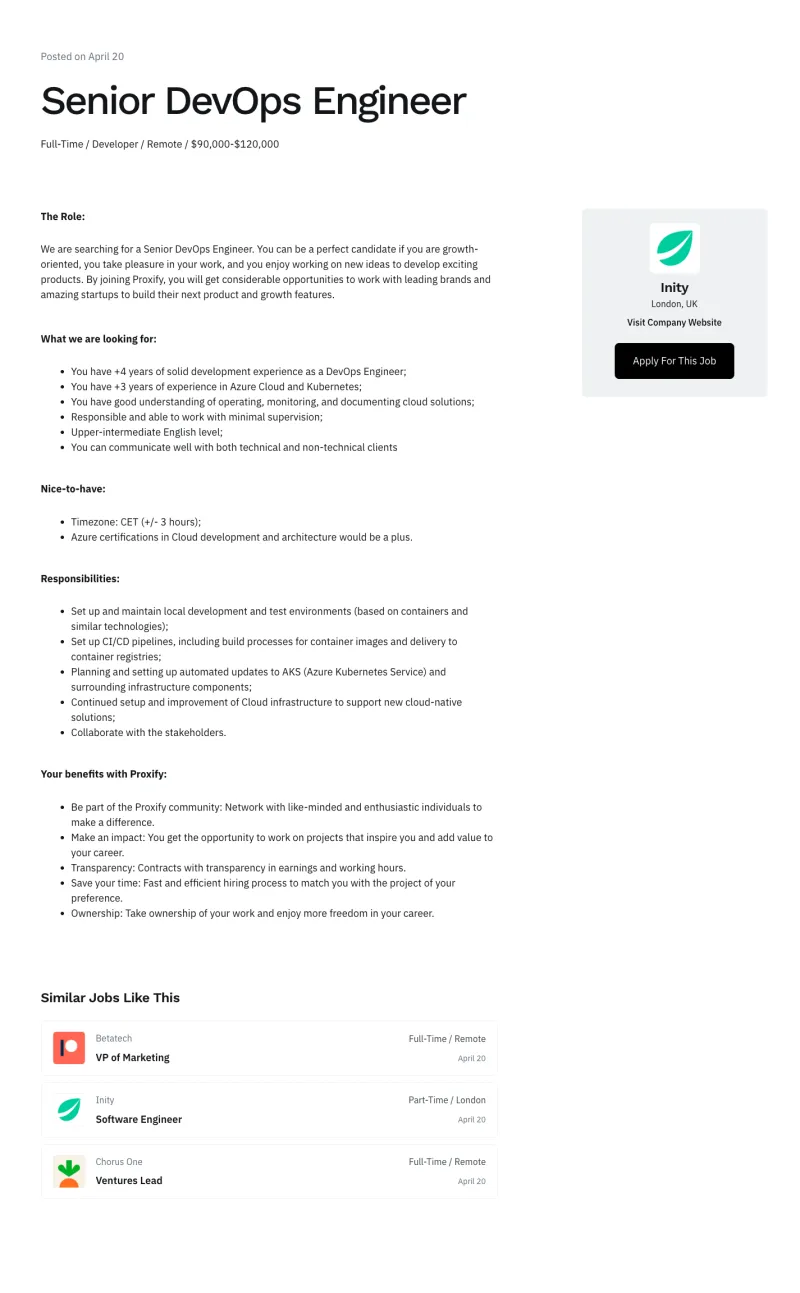 Shiftflow 작업 세부 정보 템플릿, 전체 페이지