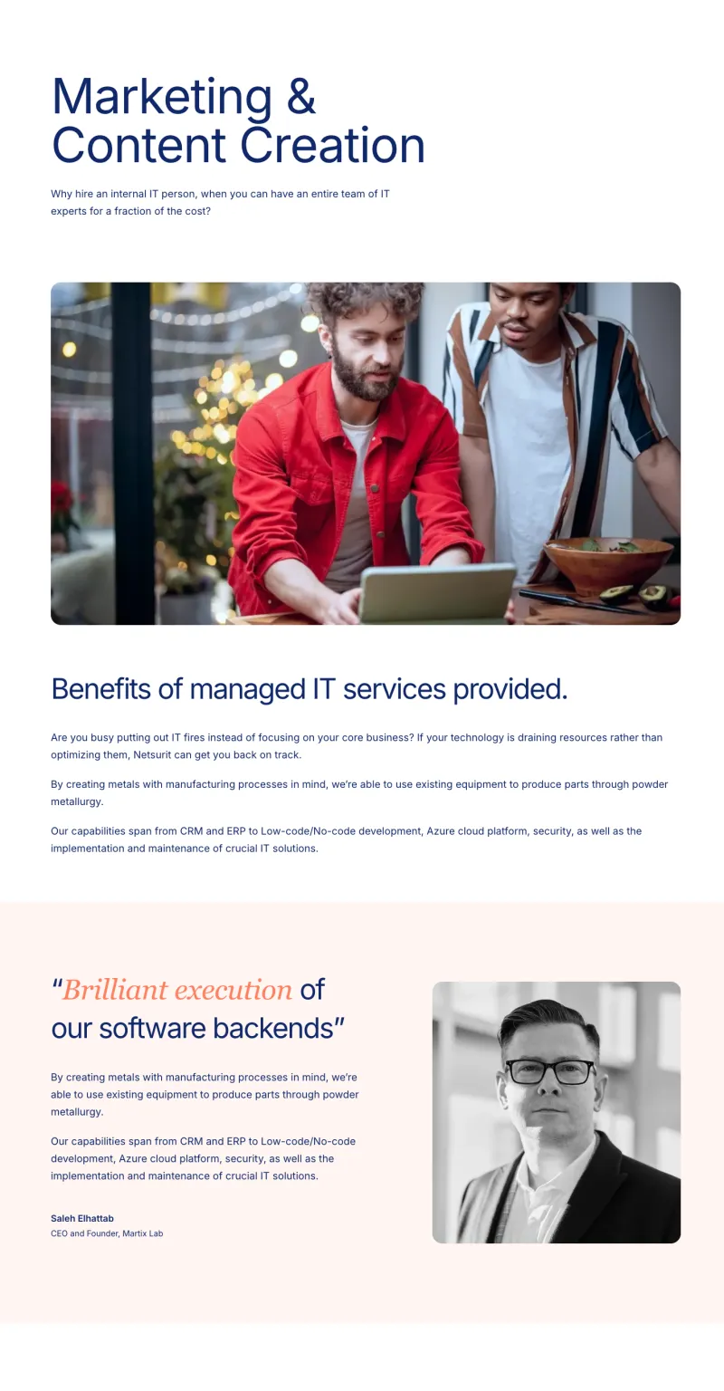 Tecpart 서비스 세부정보 템플릿, 전체 페이지