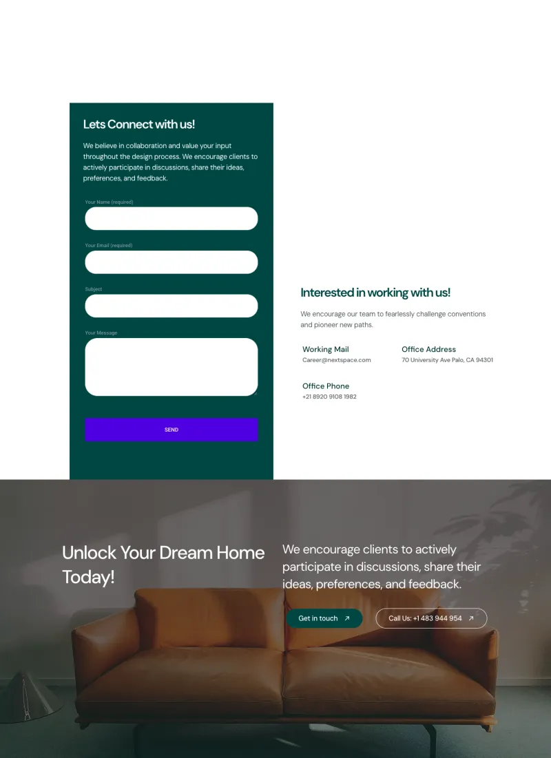 VibeSpace 연락처 페이지 템플릿, 전체 페이지