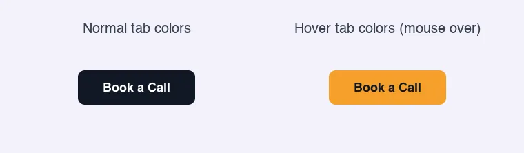 Button built with the Widget Builder Tabs field showing its Normal colors and its Hover colors