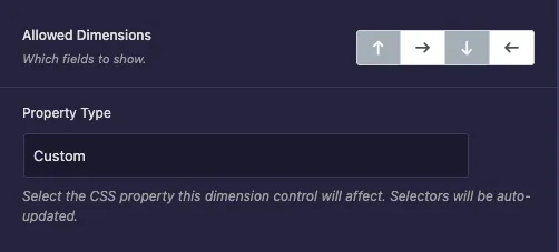 Allowed Dimensions buttons with only right and left turned on for a Button Padding field