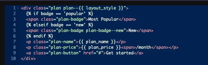 Widget HTML using layout_style as a modifier class and if and elseif checks on the badge key