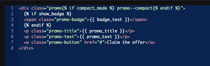 Widget HTML wrapping the badge in an if block on show_badge and adding a compact class from compact_mode
