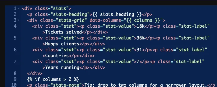 Widget HTML printing the columns token in a data attribute and comparing it with an if block