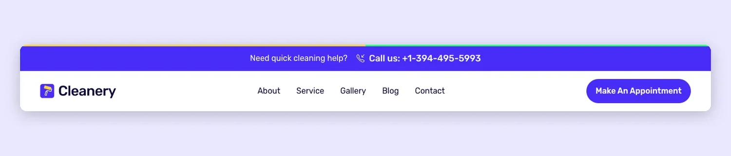 Cleanery Header template, full page