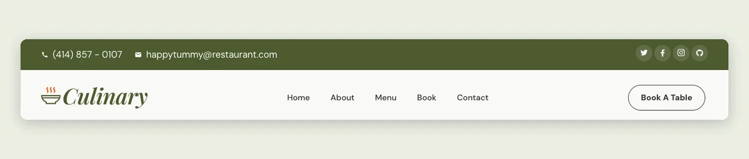 Culinary Header template, full page
