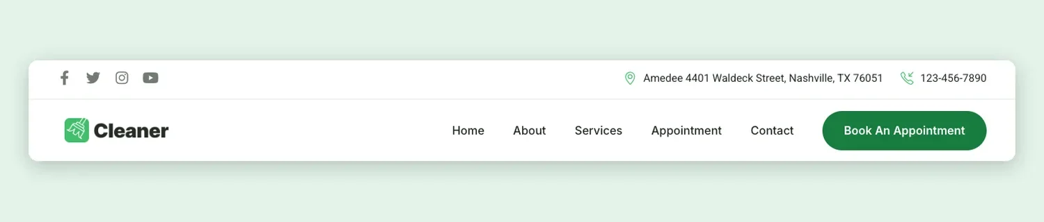 Cleaner Header template, full page