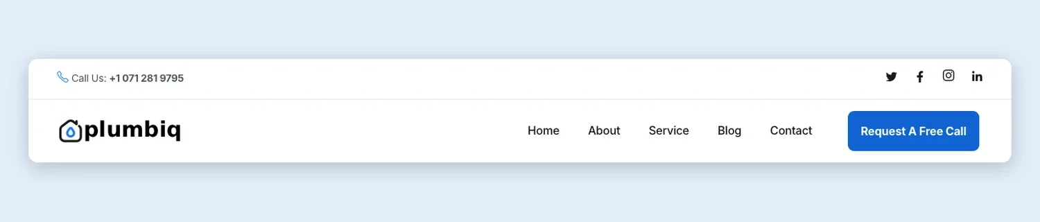 Plumbiq Header template, full page