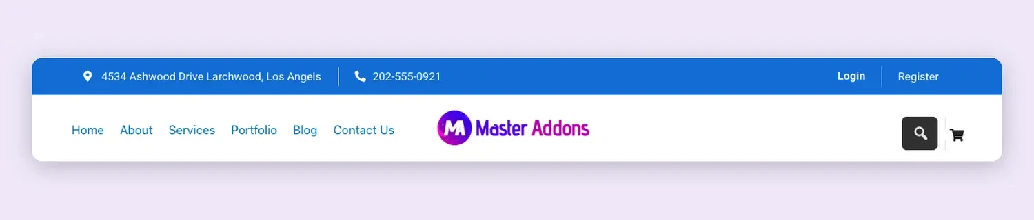 Centered Logo Shop Header template, full page