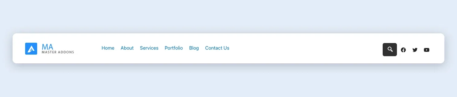 Minimal Header with Social Icons template, full page