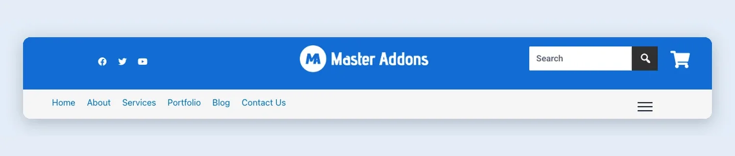 Blue Store Header with Search template, full page