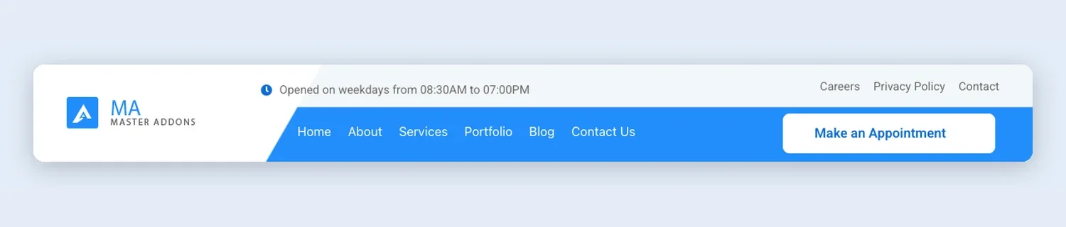 Angled Menu Header template, full page