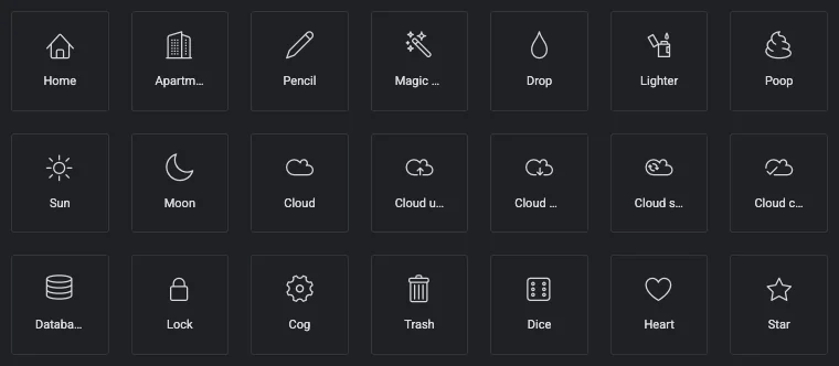 Linear Icons pack in the Icon Library popup