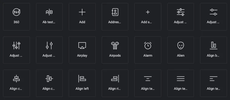 Teeny Icons pack in the Icon Library popup