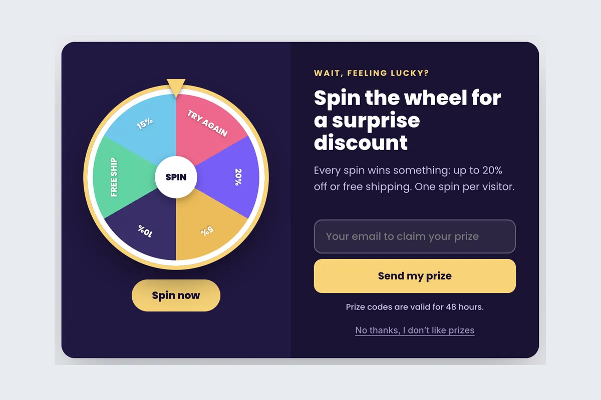 Spin to Win · Lucky Wheel template, full page