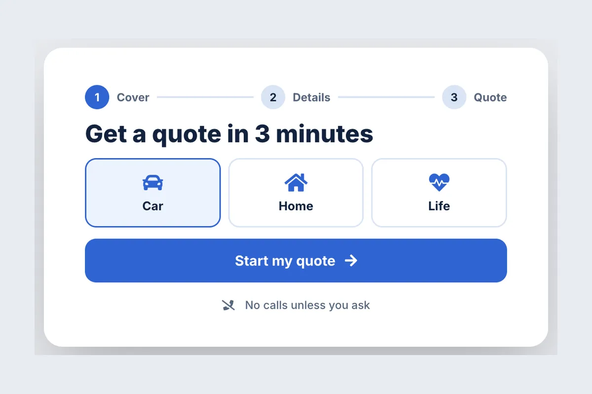 Insurance · Quick Quote template, full page