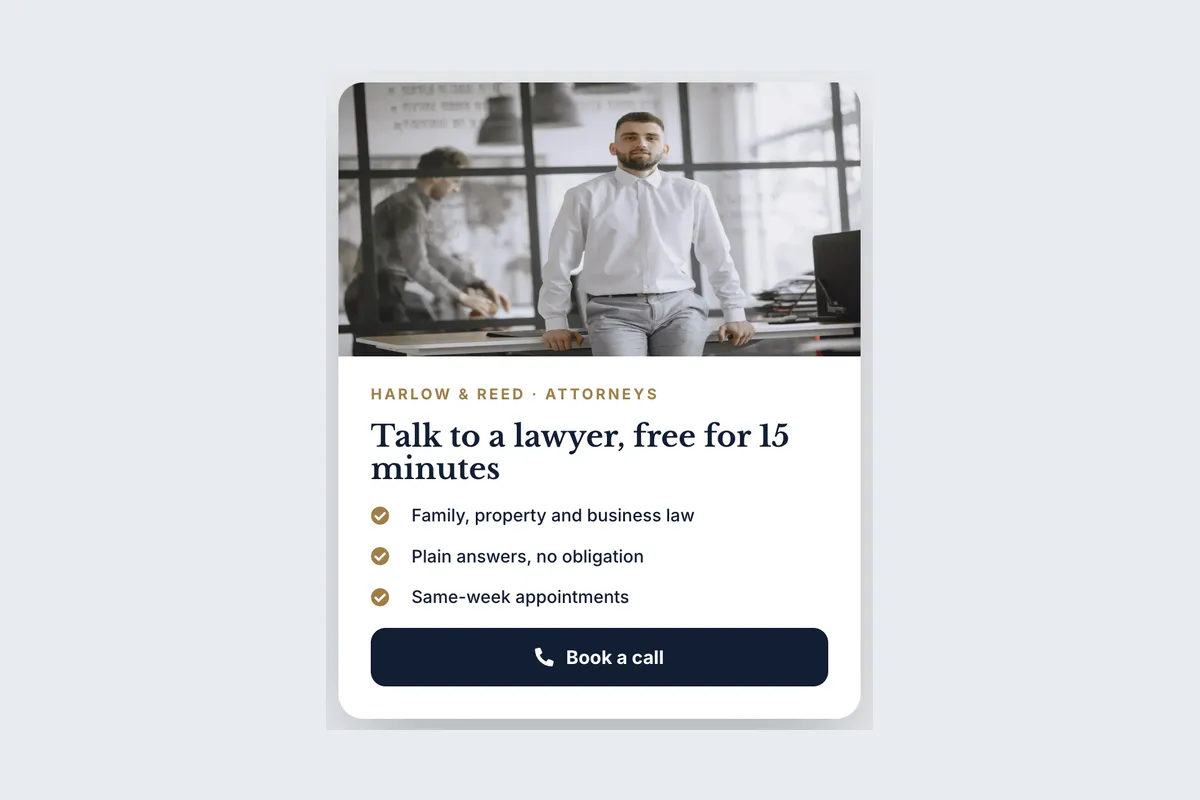 Law Firm · Free Consultation template, full page