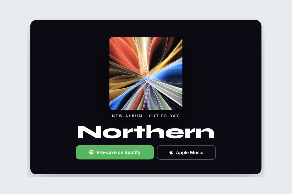 Music · Album Pre-save template, full page