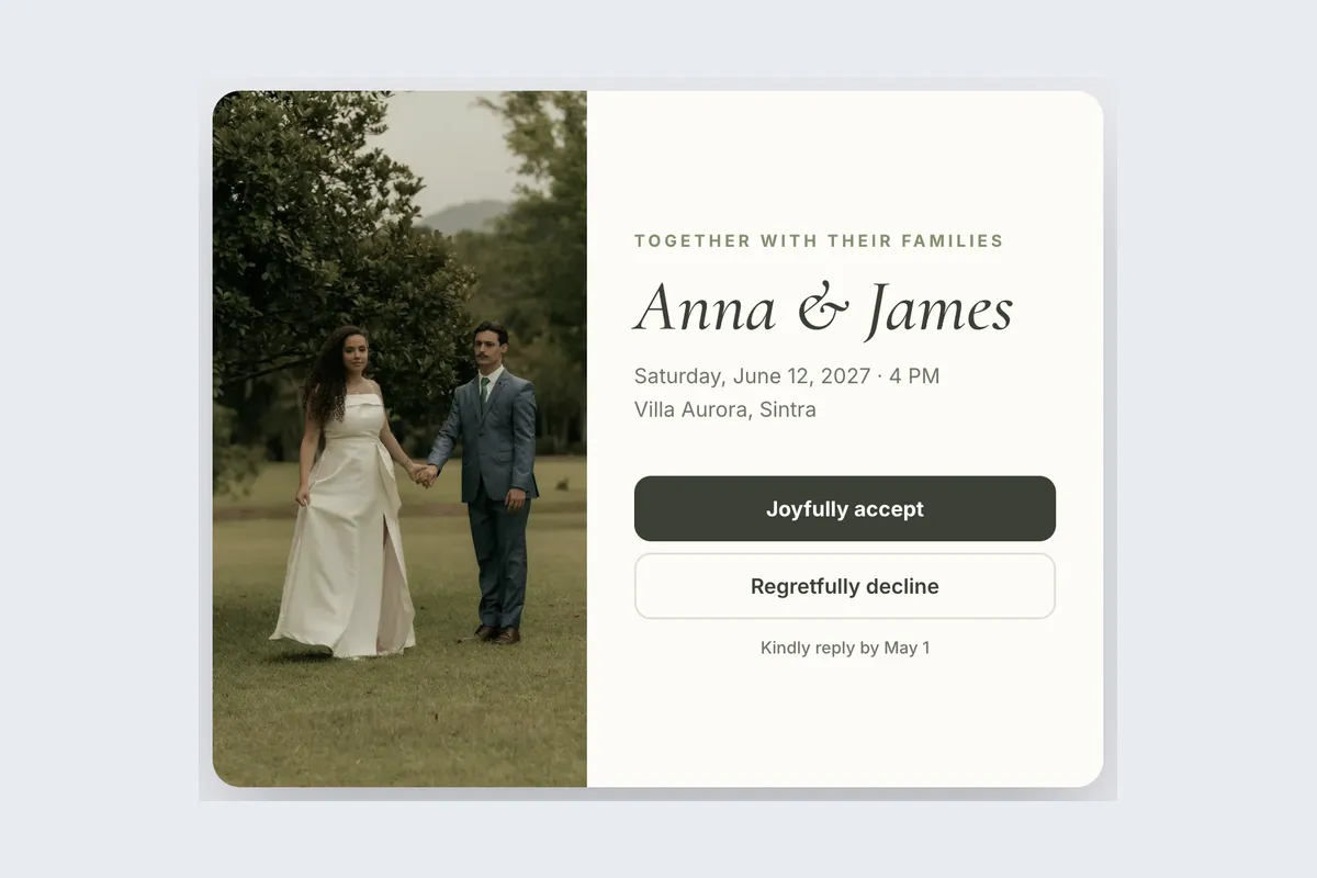 Wedding · RSVP template, full page