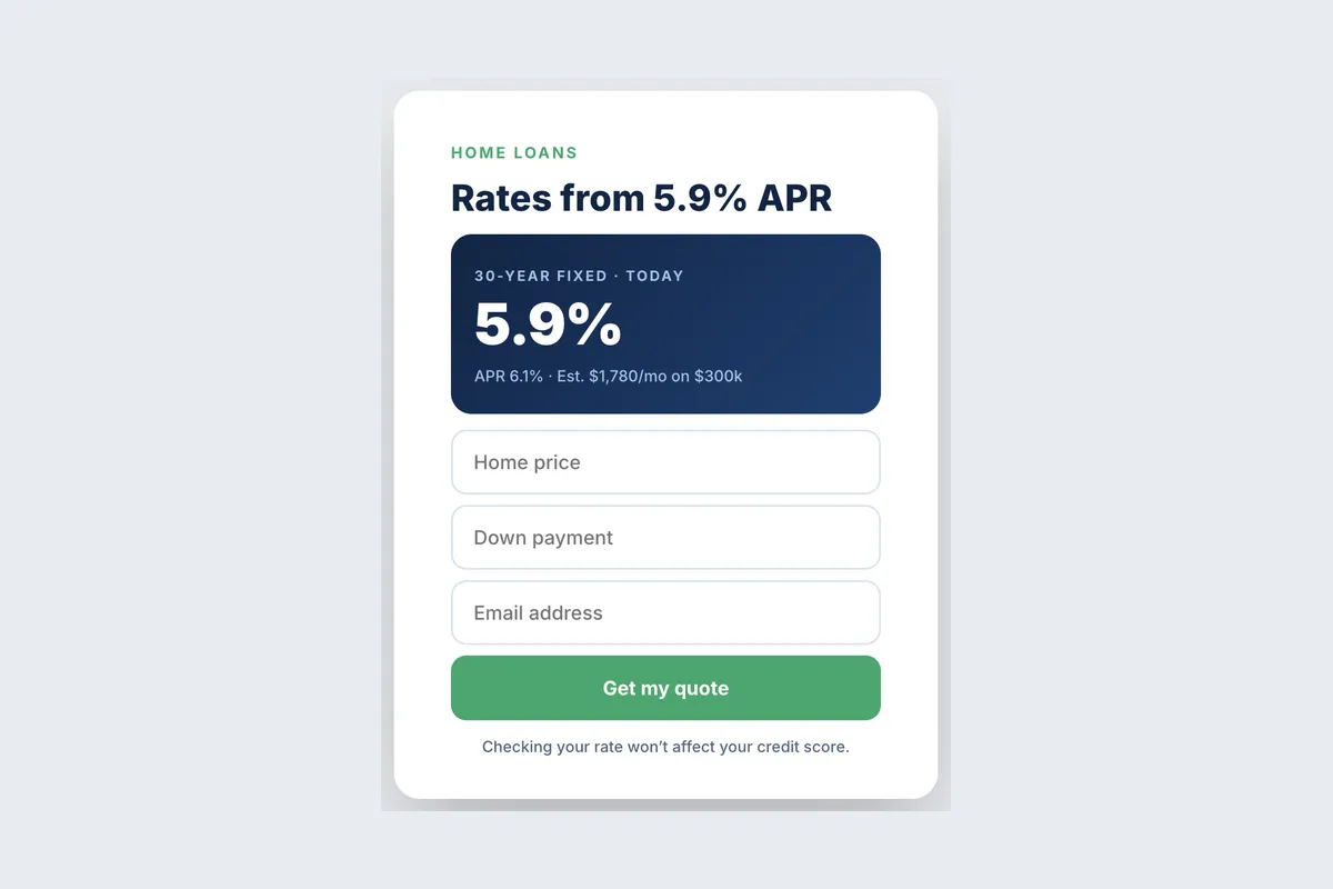 Mortgage · Rate Quote template, full page