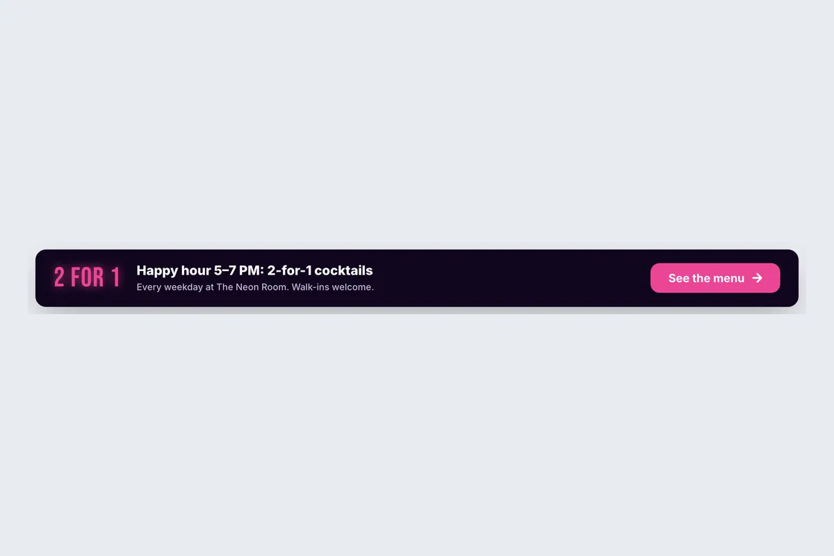 Bar · Happy Hour template, full page