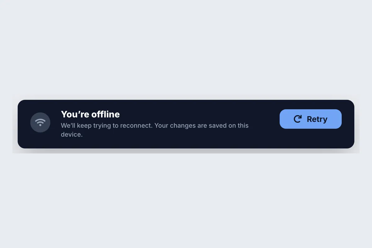 Offline Notice · Connection Lost template, full page