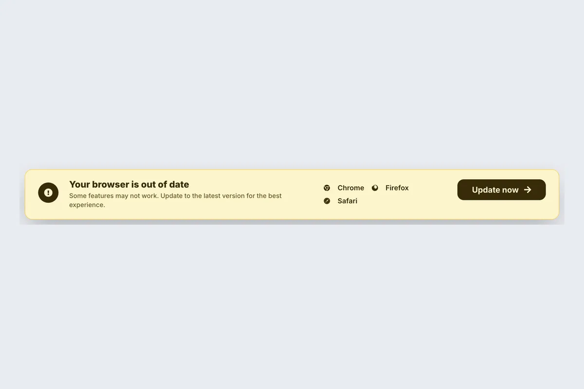 Browser Update · Outdated Browser template, full page