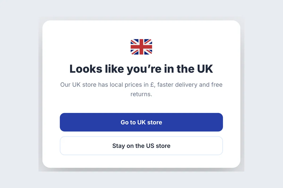 Location Redirect · Local Store template, full page