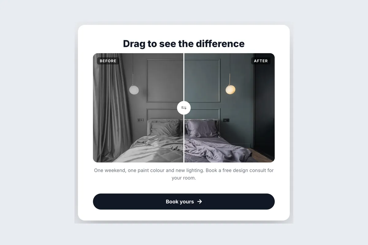Before / After · Transformation template, full page