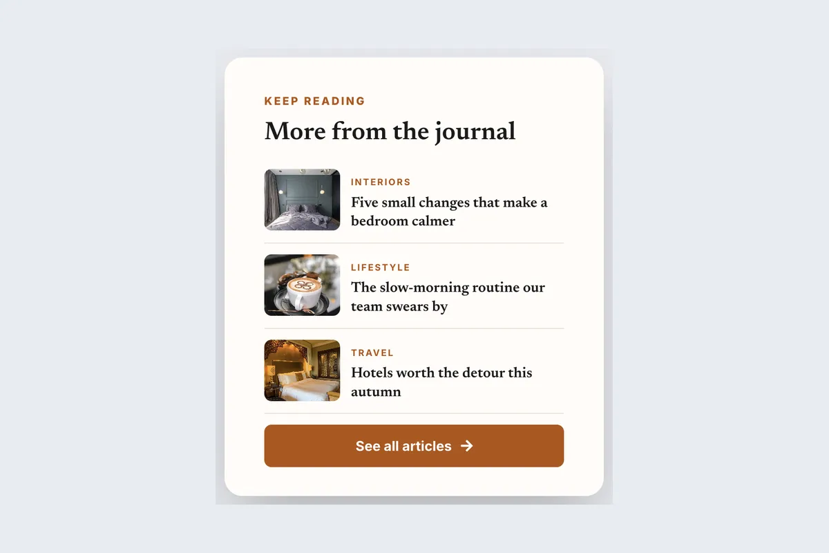 Related Articles · Keep Reading template, full page
