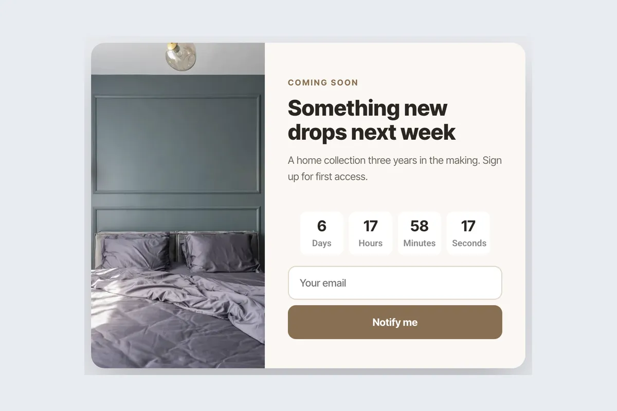 Coming Soon · Split Launch template, full page