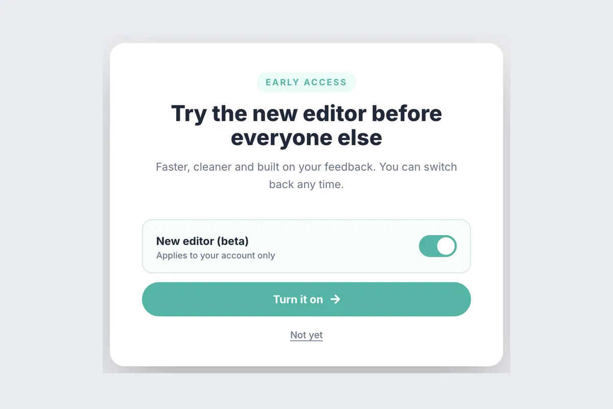 Beta Feature · Try It Early template, full page