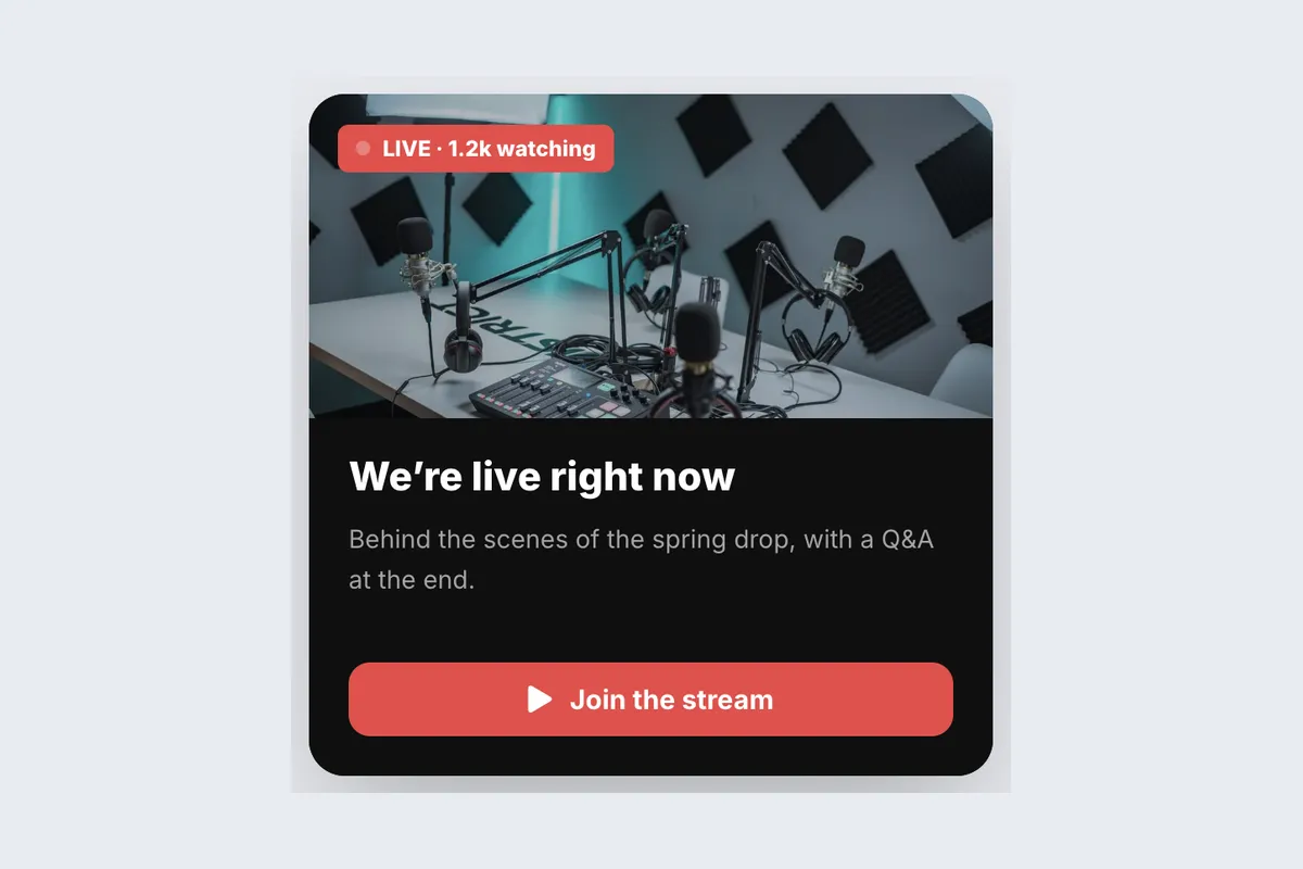Live Now · Stream Alert template, full page