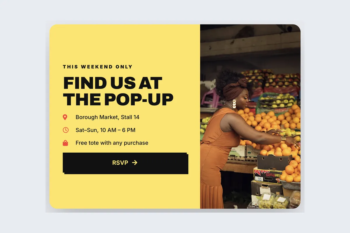 Pop-up Shop · This Weekend template, full page