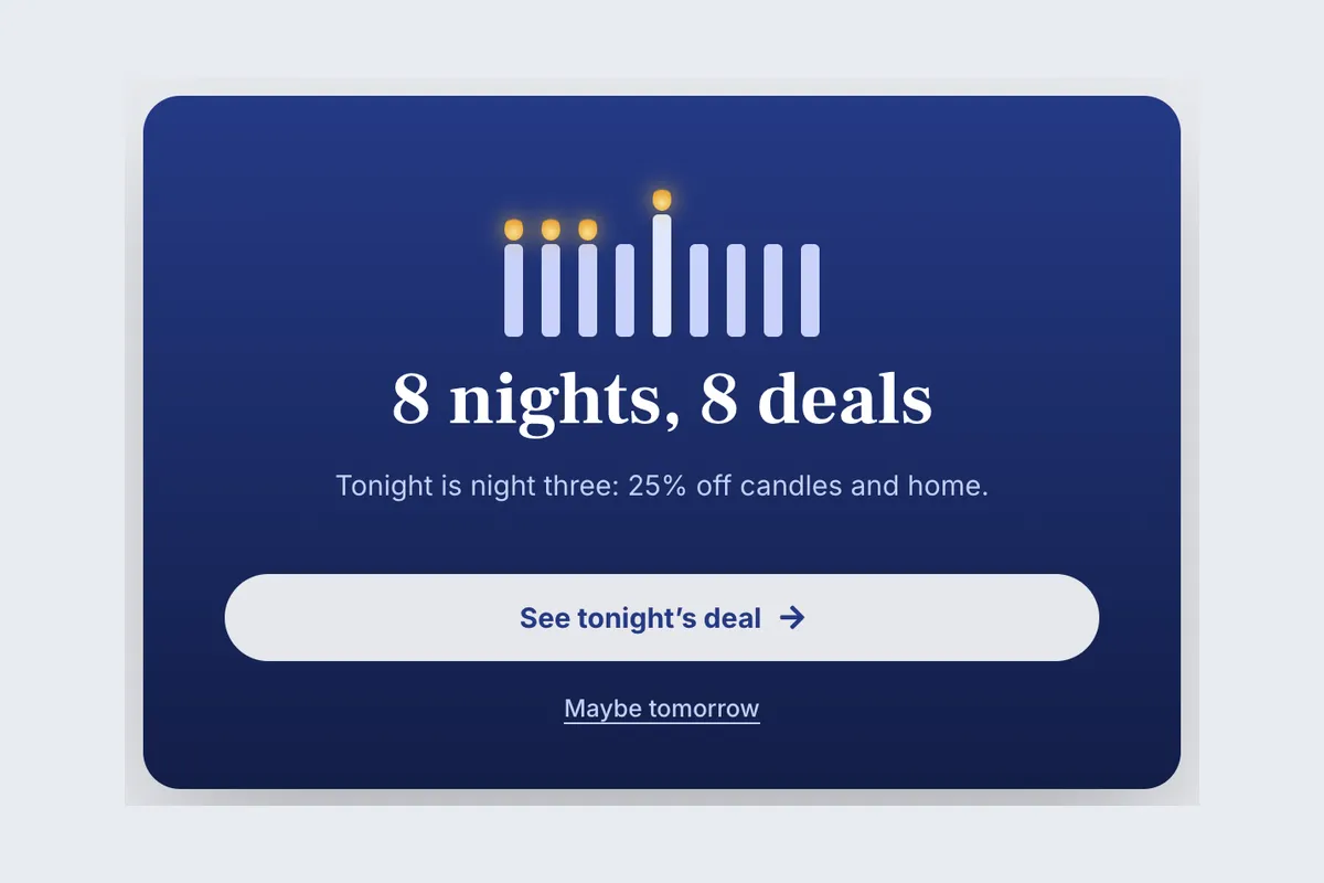 Hanukkah · 8 Nights of Deals template, full page