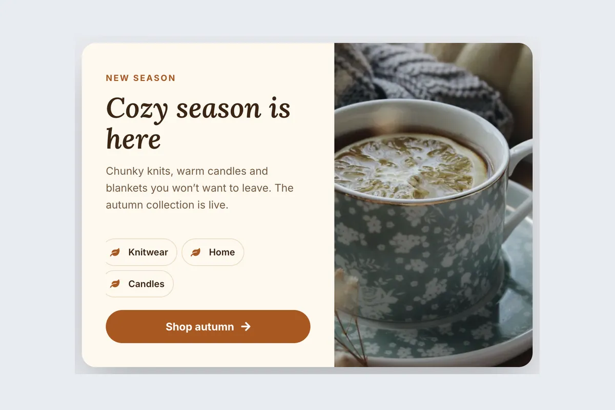 Autumn Collection · Cozy Season template, full page