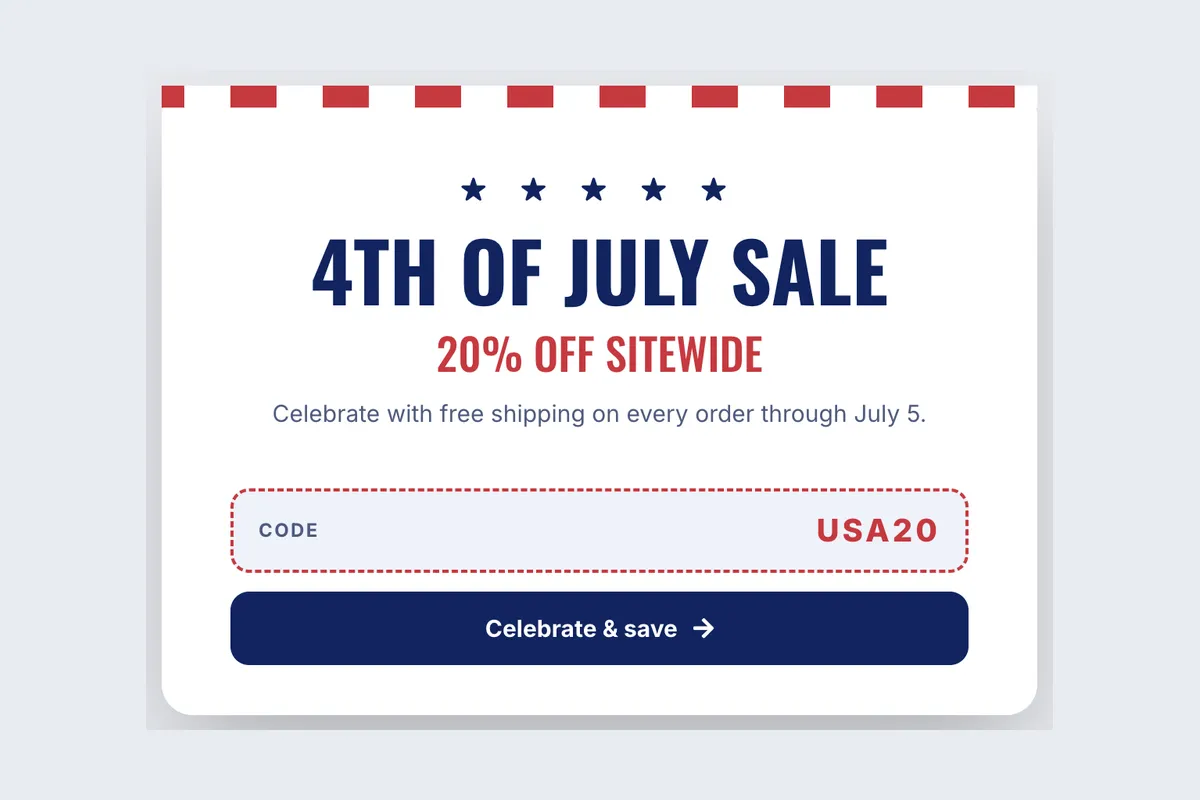 Independence Day · Stars & Stripes template, full page