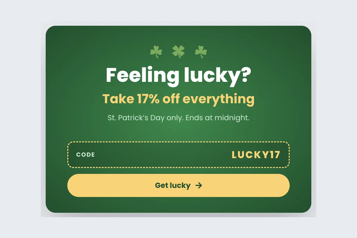 St. Patrick’s Day · Lucky 17 template, full page