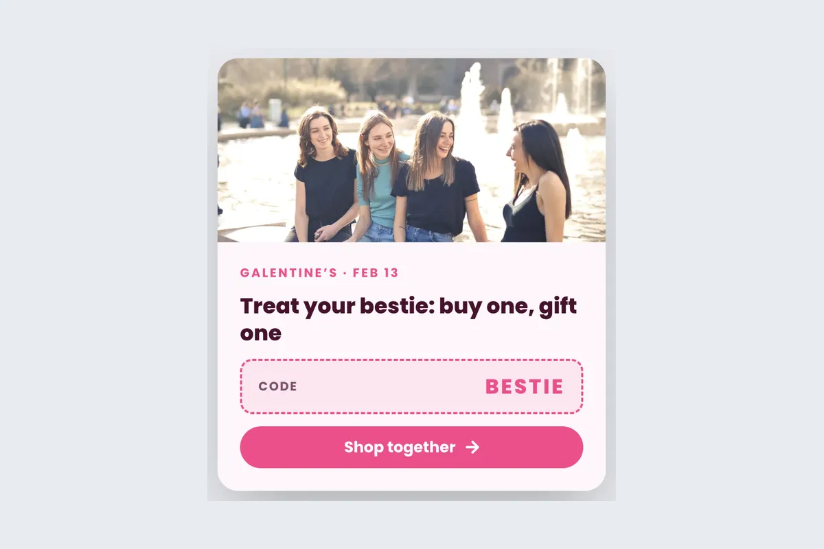 Galentine’s · Bestie Deal template, full page