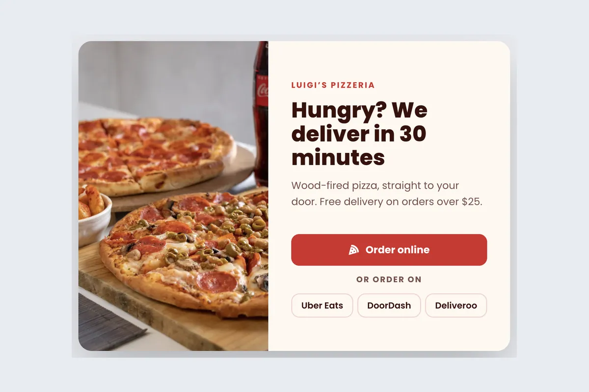 Order Online · Restaurant Delivery template, full page